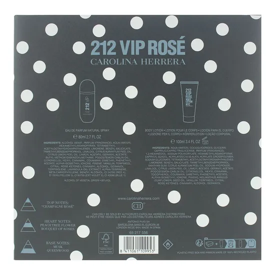 Carolina Herrera 212 Vip Rose Eau De Parfum 80ml + Body Lotion 100ml Gift Set For Her 80ml
