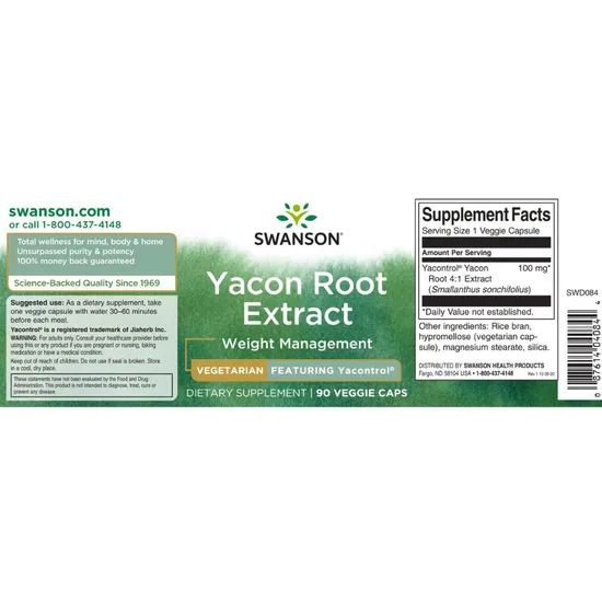 Swanson Yacon Root Extract Capsules 100mg