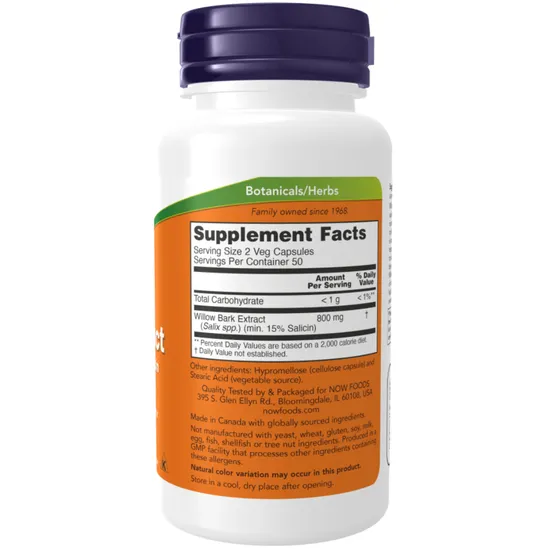 NOW Foods Willow Bark Extract 400mg Capsules 100 Capsules