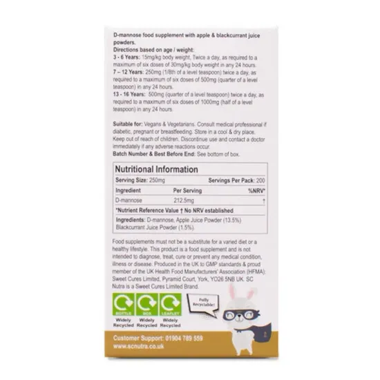 SC Nutra Waterfall D-Mannose Children Apple & Blackcurrant Powder 50g