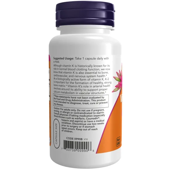 NOW Foods Vitamin K- Capsules 2 Capsules
