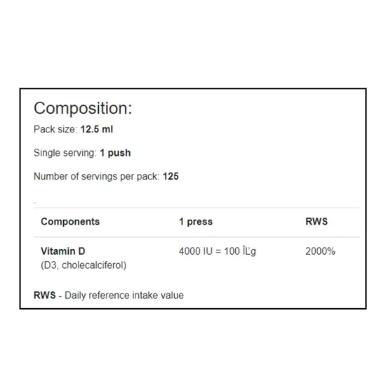 Osavi Vitamin D3 Oral Spray MAX 4000iu 12.5ml