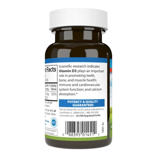 Carlson Labs Vitamin D3 1000iu 250 Softgels