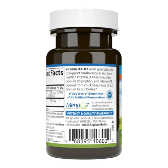Carlson Labs Vitamin D3 + K2 Capsules 60 Capsules