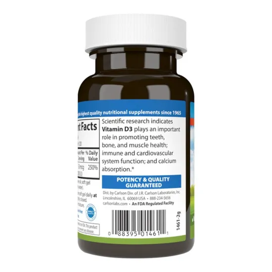 Carlson Labs Vitamin D3 2000 IU - 120 Soft Gels