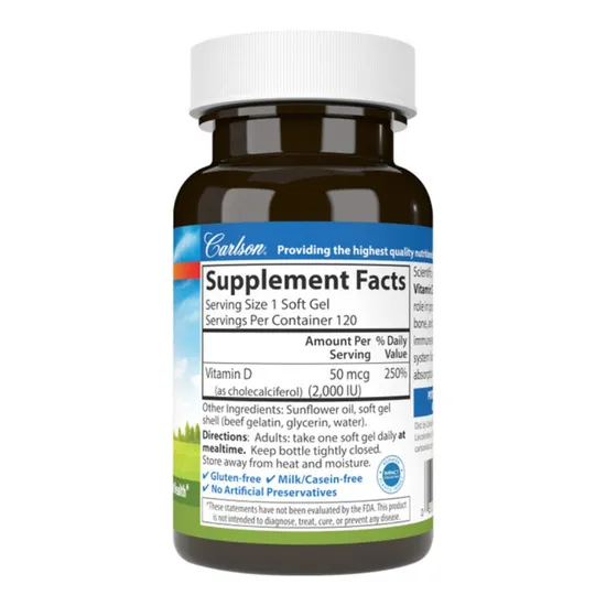 Carlson Labs Vitamin D3 2000 IU - 120 Soft Gels