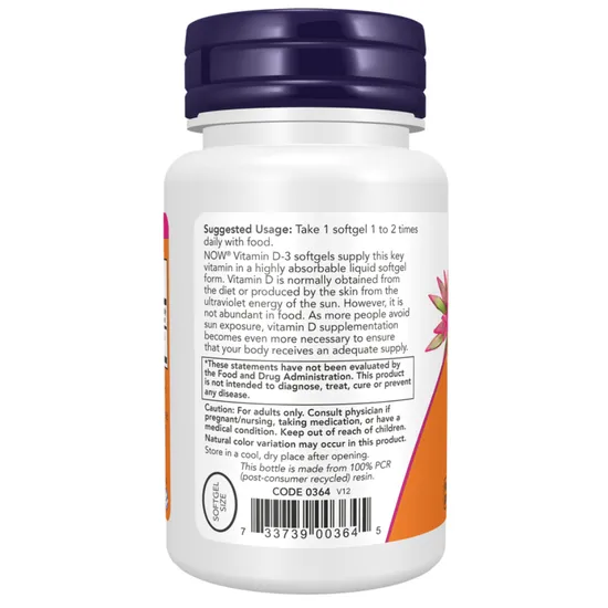 NOW Foods Vitamin D-3 400iu 180 Softgels
