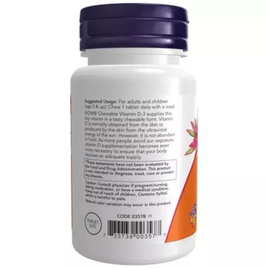 NOW Foods Vitamin D-3 1000iu Chewables 180