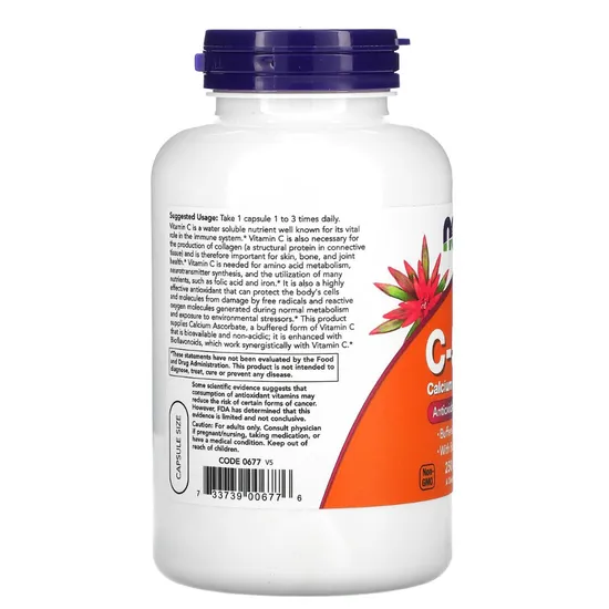 NOW Foods Vitamin C-500 Calcium Ascorbate-C Capsules 100 Capsules