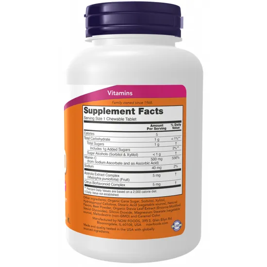 NOW Foods Vitamin C- Chewables Cherry-Berry Tablets 500 chewables
