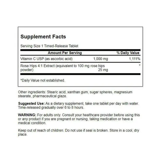 Swanson Vitamin C With Rose Hips Extract Timed-Release 1000mg 250 Tablets