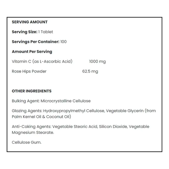 Applied Nutrition Vitamin C With Rose Hips 1000mg 100 Tablets