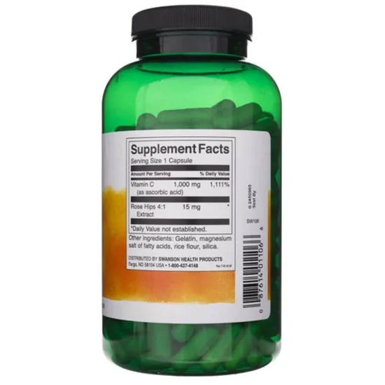 Swanson Vitamin C With Rose Hips Extract 500mg Capsules - 100