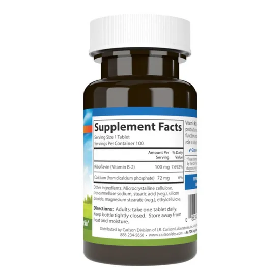 Carlson Labs Vitamin B2 100mg 100 Tablets