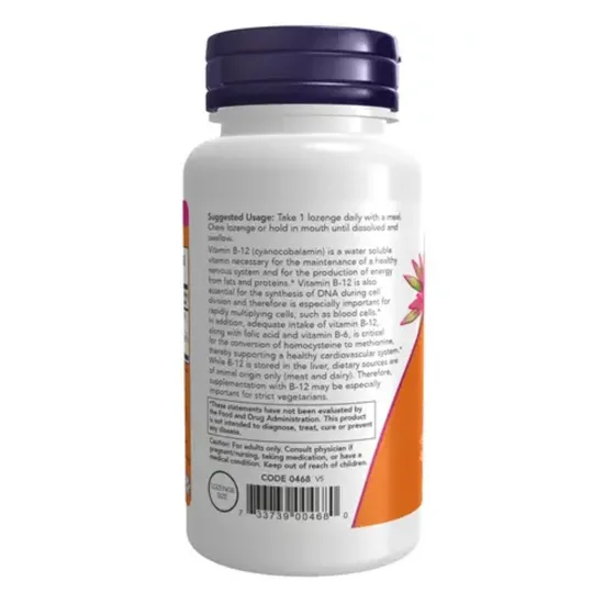 NOW Foods Vitamin B-12 With Folic Acid 1000mcg Lozenges 250 Loz