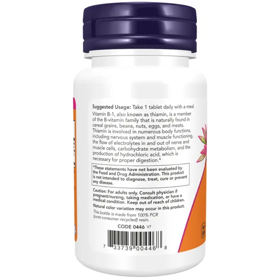 NOW Foods Vitamin B-1 Thiamine 100mg - 100 Tablets