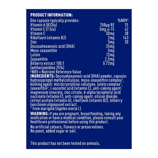 Higher Nature Visual Eyes Vegetable Capsules 30 Capsules