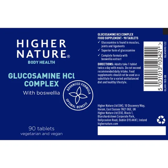 Higher Nature Vegetarian Glucosamine Hydrochloride Vegitabs 90 Tablets