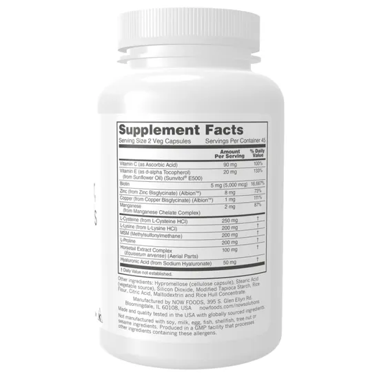 NOW Foods Vegan Hair Skin & Nails Capsules 90 Capsules