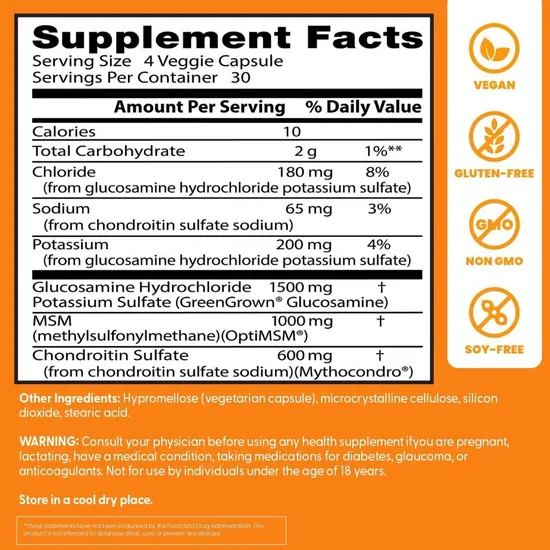 Doctor's Best Vegan Glucosamine & Chondroitin & MSM 120 Vcaps