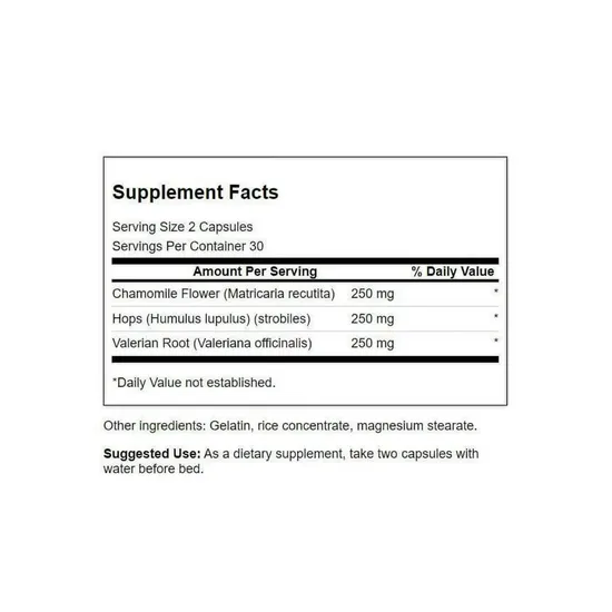 Swanson Valerian Chamomile & Hops Capsules 60 Capsules