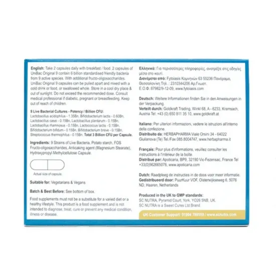 SC Nutra UniBac Essential 9 Probiotic Blend 60 Capsules