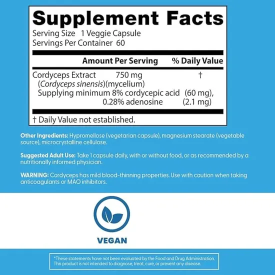 Doctor's Best Ultra Cordyceps 750mg - 60 Veg Caps