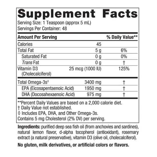 Nordic Naturals Ultimate Omega Xtra 3400mg Lemon 237ml