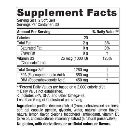 Nordic Naturals Ultimate Omega-D3 1280mg Lemon 60 Softgels