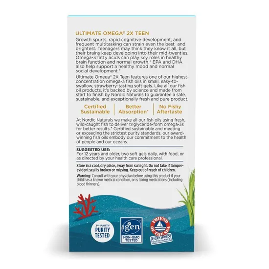 Nordic Naturals Ultimate Omega 2x Teen Mini Softgels 60