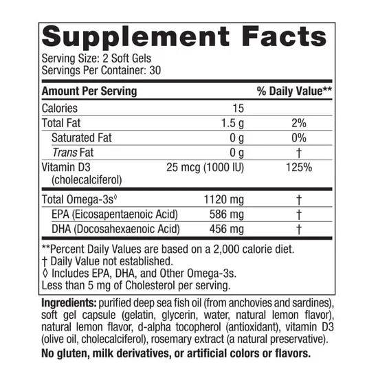 Nordic Naturals Ultimate Omega 2x Mini With Vitamin D3 1120mg Lemon 60 Softgels