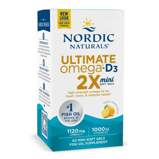 Nordic Naturals Ultimate Omega 2x Mini With Vitamin D3 1120mg Lemon 60 Softgels