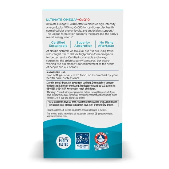 Nordic Naturals Ultimate Omega + CoQ10 1280mg Lemon 60 Softgels