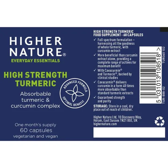 Higher Nature Turmeric Vegan Capsules 60 Capsules