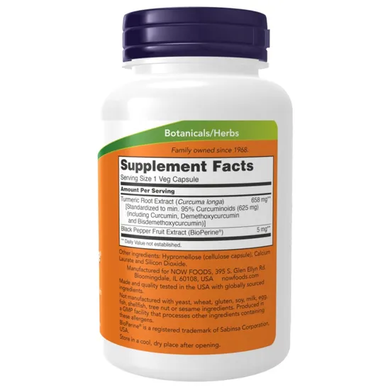 NOW Foods Turmeric Curcumin With BioPerine Capsules 90 Capsules