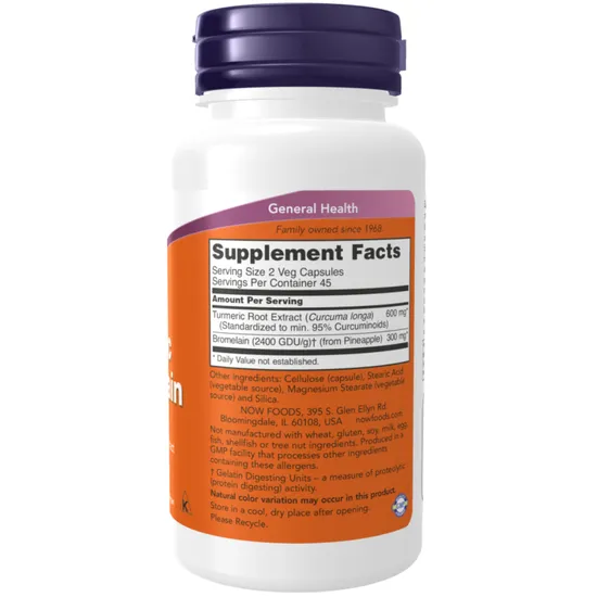 NOW Foods Turmeric & Bromelain Capsules 90 Capsules