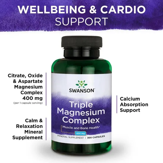 Swanson Triple Magnesium Complex 400mg Capsules 30 Capsules