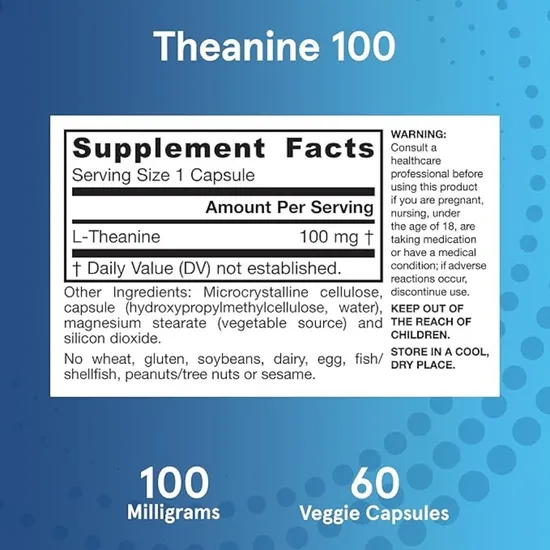 Jarrow Formulas Theanine 100mg 60 Veggie Capsules