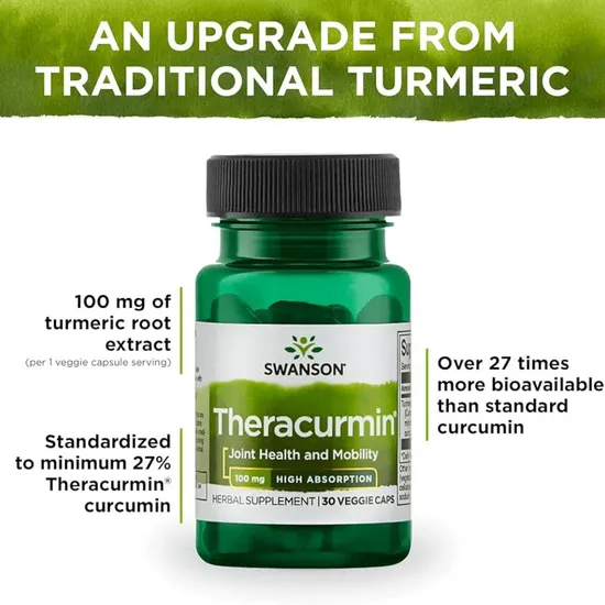 Swanson Theracurmin 100mg High Absorption Capsules 30 Capsules