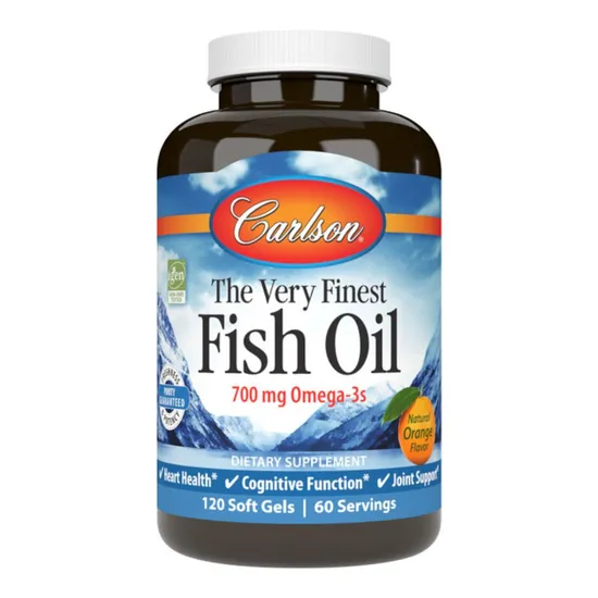 Carlson Labs The Very Finest Fish Oil 700mg Omega-3 Natural Orange Softgels 120 + 30