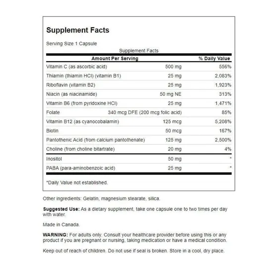 Swanson Super Stress B-Complex With Vitamin C 100 Capsules