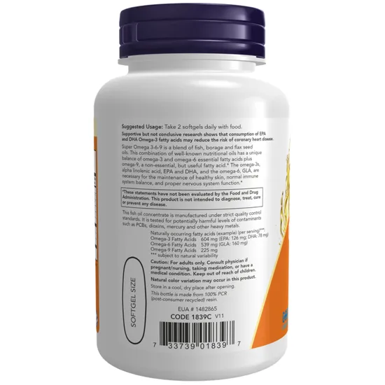 NOW Foods Super Omega 3-6-9 1200mg 90 Softgels
