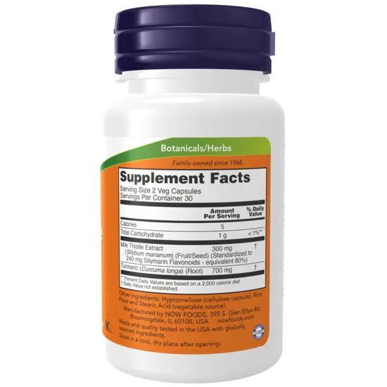 NOW Foods Silymarin With Turmeric 150mg Capsules 120 Capsules