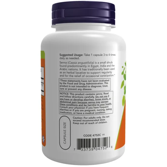 NOW Foods Senna Leaves 470mg Capsules 100 Capsules