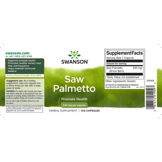 Swanson Saw Palmetto 540mg Capsules 100 Capsules