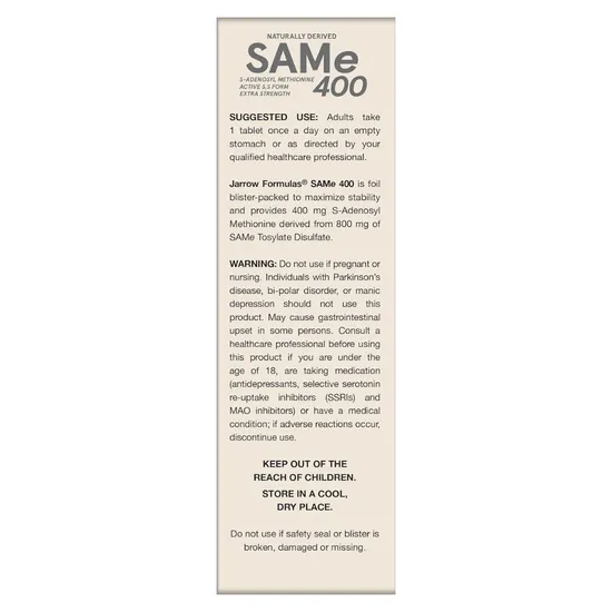 Jarrow Formulas SAMe 400 60 Tablets