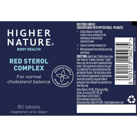 Higher Nature Red Sterol Complex 90 Capsules