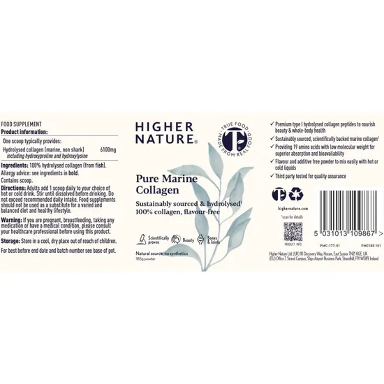 Higher Nature Pure Marine Collagen Powder 185g