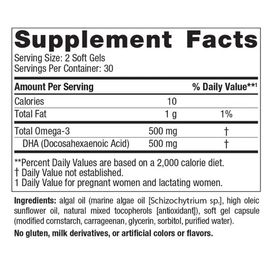 Nordic Naturals Prenatal DHA Vegan 500mg 60 Softgels