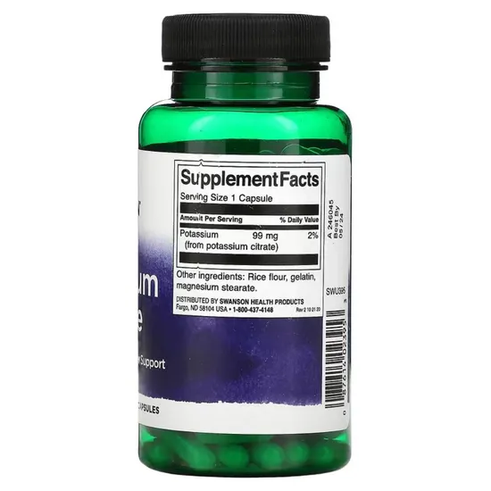 Swanson Potassium Citrate 99mg Capsules 120 Capsules